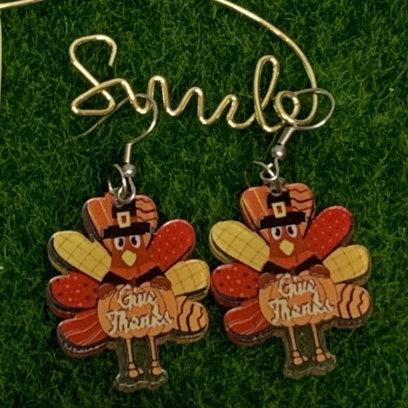 Turkey Earring, Thanksgiving Earring, Fall Earring, Gift Idea, Silly Earring - Picture 3 of 4